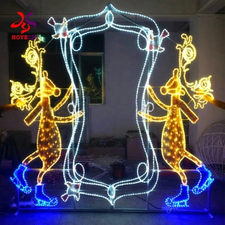 Hoyechi Giant Mermaid Shape Iron Photo Frame Sculpture Motif Light For Scenic Area Visitor Interaction