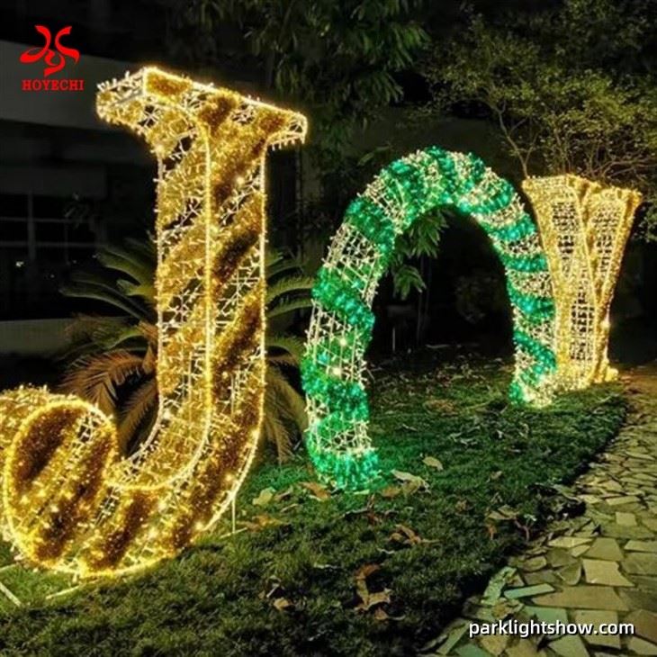 HOYECHI Large Letter Motif Light Installation Spelling JOY At Night factory