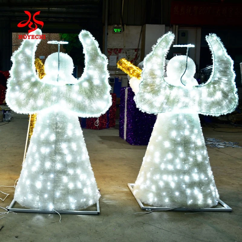 HOYECHI Luminous Factory LED Winter Festive Angel Sculpture Light For Commercial Park And Events Decor